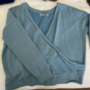 BLUE ZELLA WRAP SWEATER